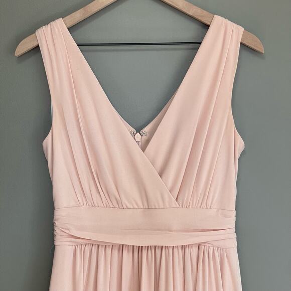 Lulus Thoughts of Hue Blush Surplice Maxi Dress Small Bridesmaid Light Pink - Picture 5 of 16